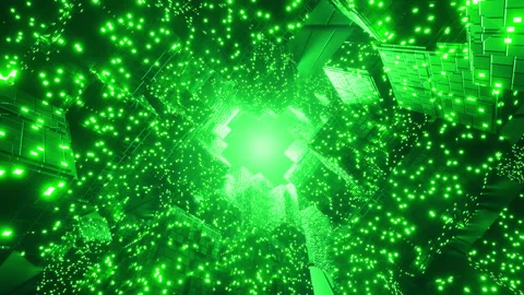 Green Sci Fi Block Loop Stock Footage 175957363