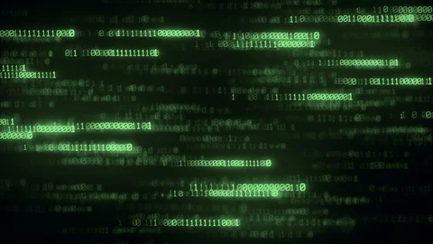 Green sci-fi glowing binary digits moving sideways background loop Video stock 116823849