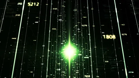 Green sci fi tunnel with green matrix effect. Animation. 3D flight through Stock Footage 151005651