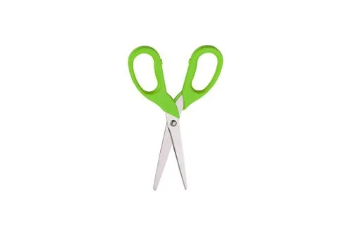 Green scissors isolated on white background Foto stock