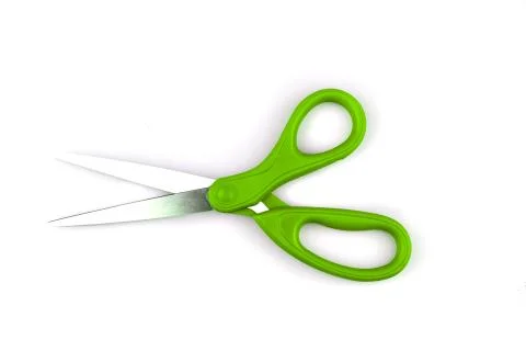 Green scissors isolated on a white background Stock Photos