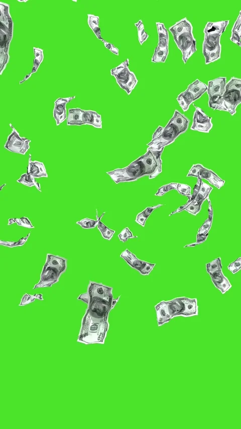 Green screen with 100 dollar bills crumpled. Rain effects. Stock Footage 314674808