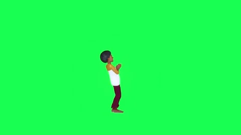 Green screen 3d boy praying for health isolated chroma key left angle 스톡 동영상 259824106