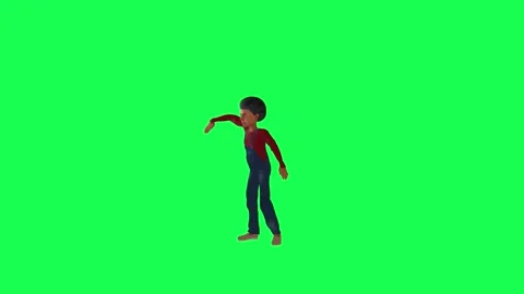 Green screen 3d boy wave dancing isolated chroma key right angle Video stock 259823551