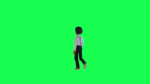 Green screen 3d handsome boy walking,isolated back angle chroma key Stockbeeldmateriaal 259823594