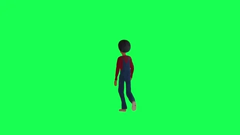 Green screen 3d indian boy walking back angle chroma key Video stock 259823524