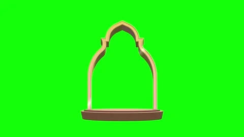 Green Screen 3D Islamic Gate Promotional Podium Stock Footage 277871295