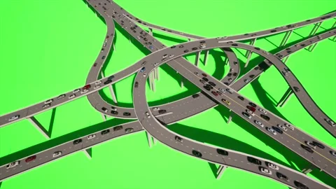 Green Screen 3D Models Animation On Highway 3 Stock Footage 229214329