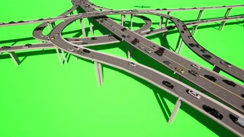 Green Screen 3D Models Animation On Highway 4 Stock Footage 229214387