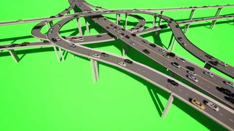 Green Screen 3D Models Animation On Highway 5 Stock Footage 229214399