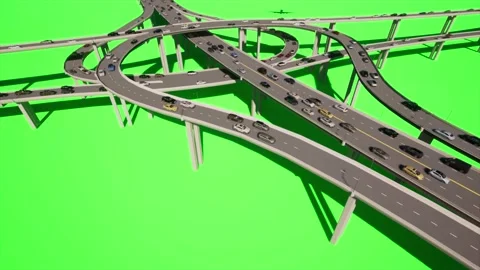 Green Screen 3D Models Animation On Highway 6 Stock Footage 229214458