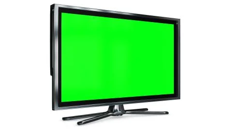 Green Screen 3D TV Three-Quarter View Stock Photos