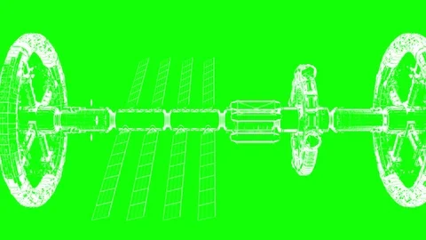 Green screen, abstract technical drawing moves horizontally, seamless loop, cg Stockbeeldmateriaal 85035465