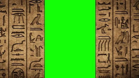 Green screen Ancient Egyptian Stone Hieroglyphics Carving wall Stock-Footage 124458159