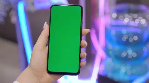 Green Screen and Chroma Key of Smartphone. Closeup. Businessman Using Smart Stock Footage 249255124
