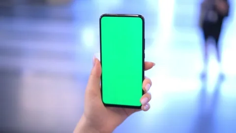 Green Screen and Chroma Key of Smartphone. Closeup. Businessman Using Smart Stock Footage 249495067