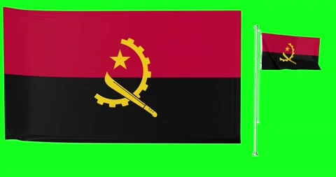 Green screen Angola two flags waving ang... | Stock Video | Pond5