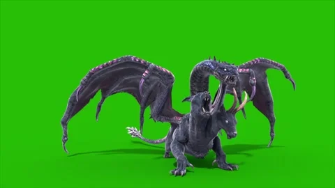 Green Screen Angry Mythological Chimera Idle Loop Front Monsters 3D Animatio Stock Footage 340357121