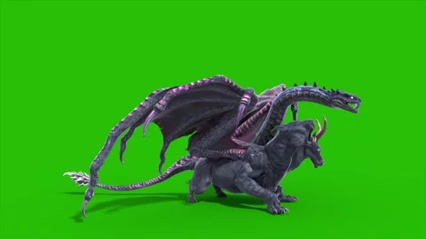 Green Screen Angry Mythological Chimera Idle Loop Side Monsters 3D Animation Stock Footage 340357123