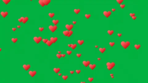 Green screen animated collection of floating love hearts Stock Footage 327102673