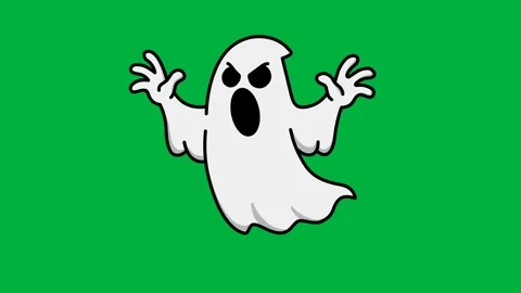 Green screen animated ghost cartoon Stock Footage 317129825