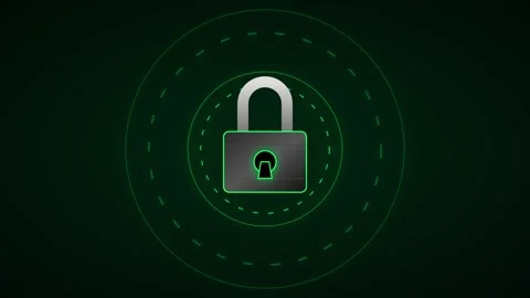 Green Screen Animated Security Lock Graphic Overlay Stock Footage 335151099