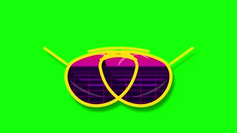 Green Screen Animated Sunglasses Graphic Overlay Stock Footage 335032547