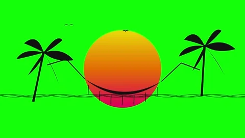 Green Screen Animated Sunset Graphic Overlay Stock Footage 335032518
