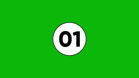 Green screen with animated white circle turning into number one graphic motio Stock Footage 332396354
