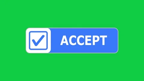 Green screen animation of Accept push button with pointer, simple animation of c Stock Footage 303710672
