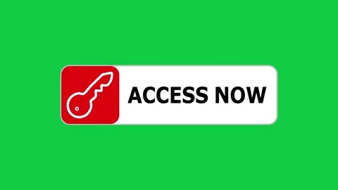 Green screen animation of access now push button with pointer, simple animation Stock Footage 303644278