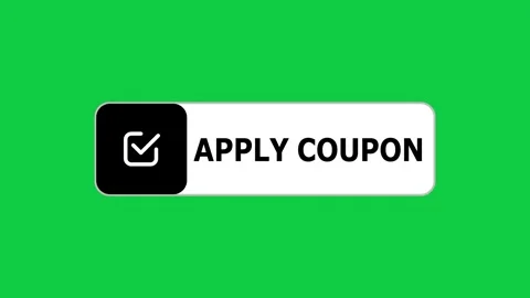 Green screen animation of Apply Coupon push button with pointer, simple animatio Stock Footage 303645111