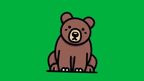 Green screen animation of a bear shaking its head Stock Footage 327942481