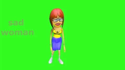 Green screen animation character sad woman Stock Footage 122992971