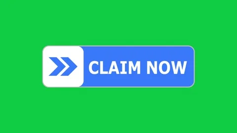 Green screen animation of claim now push button with pointer, simple animation o Stock Footage 303646121