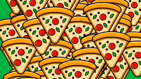Green screen animation of a collection of pizzas enlarging and moving to cover t Vídeos de archivo 330562234