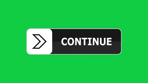 Green screen animation of Continue push button with pointer, simple animation of Stock Footage 303714156