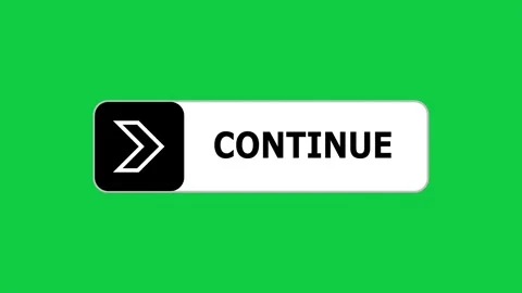 Green screen animation of Continue push button with pointer, simple animation of Stock Footage 303714157