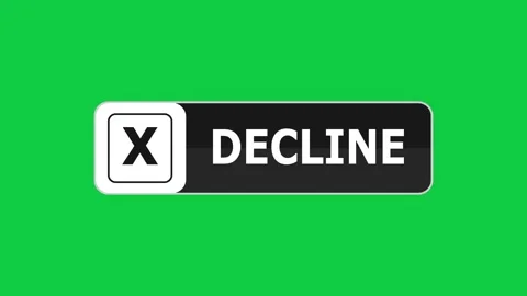Green screen animation of Decline push button with pointer, simple animation of Stock Footage 303715575