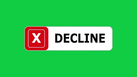 Green screen animation of Decline push button with pointer, simple animation of Stock Footage 303715576