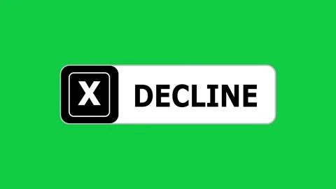 Green screen animation of Decline push button with pointer, simple animation of Stock Footage 303715577