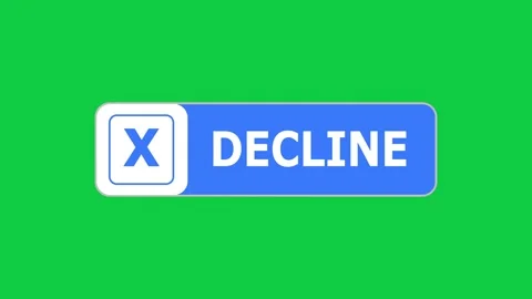 Green screen animation of Decline push button with pointer, simple animation of Stock Footage 303715578