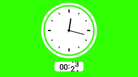 Green screen animation digital and analog clock thirty minutes half hour circ Stock Footage 227636379