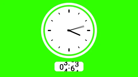 Green screen animation digital clock and analog circle clock 4:30 Stock Footage 227637585