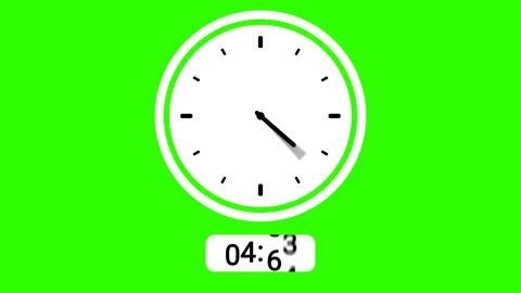 Green screen animation digital clock and analog circle clock 7:30 Stock Footage 227638097