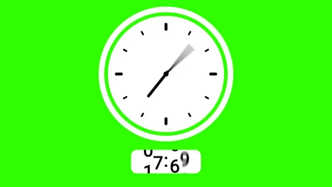 Green screen animation digital clock and analog circle clock 12:30 Stock Footage 227639114