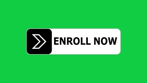 Green screen animation of Enroll push button with pointer, simple animation of c Stock Footage 303743257