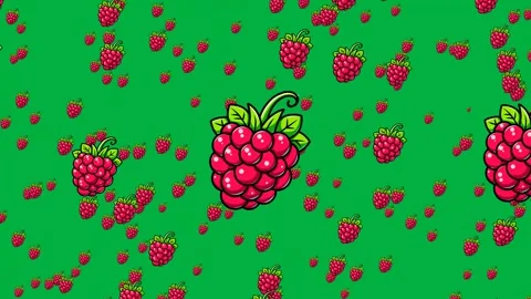 Green screen animation of falling raspberry Stock Footage 327688219