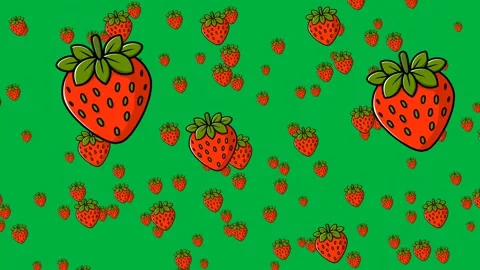 Green screen animation of falling strawberries Stock Footage 327688290