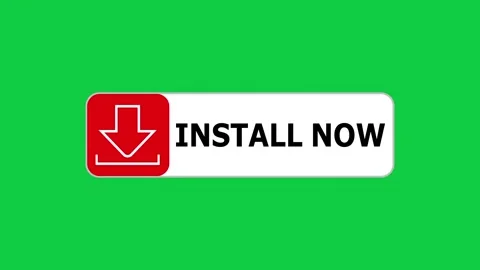 Green screen animation of install Now push button with pointer, simple animation Stock Footage 303673259